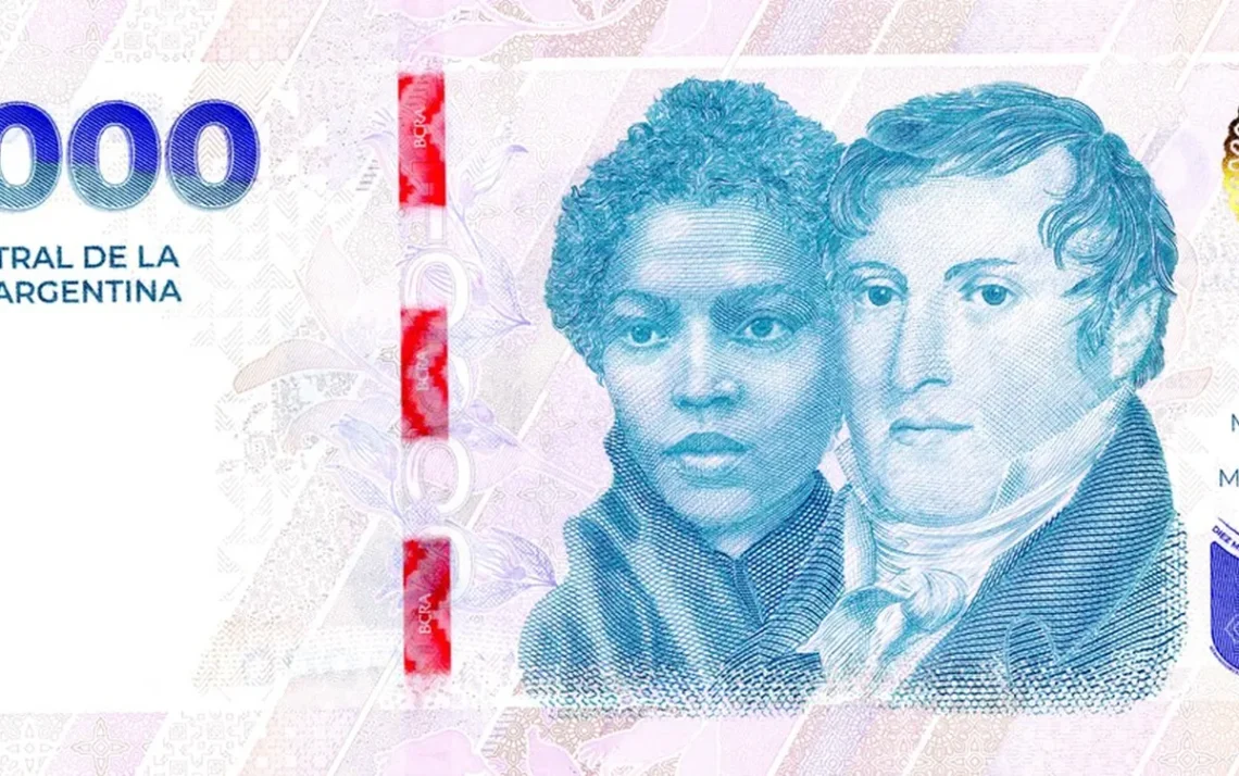 nota de dez mil pesos, nota de dez mil reais;